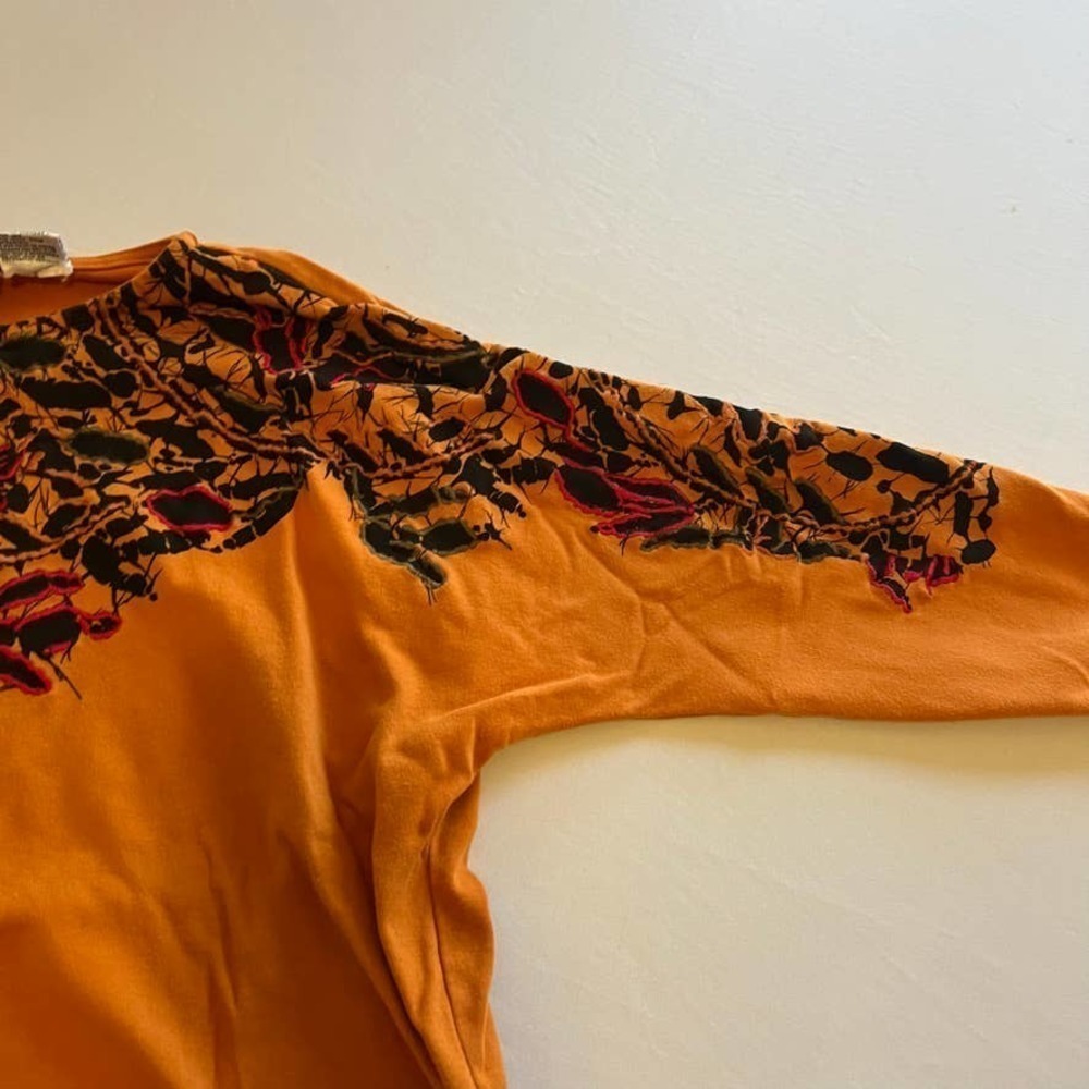 CEDARS orange black embroidered cotton top M - Picture 4 of 8